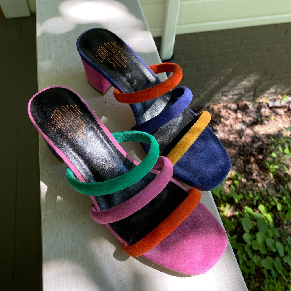 Charlotte Stone Multicolor Suede Sandals